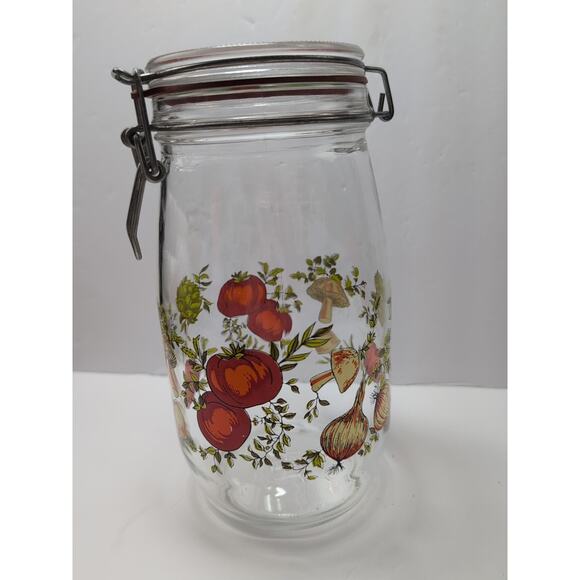 Vintage 70s Glass Storage Jar Made in FRANCE MUSHROOM Cottage Core 1.5L ECU - Picture 3 of 7